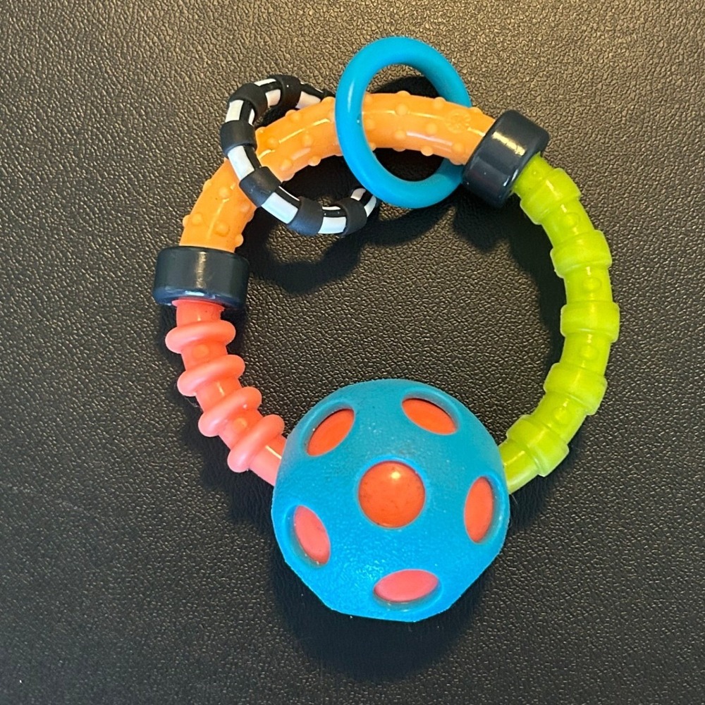 Sassy Ring O Links Multi-Textured Baby Rattle Teether Toy Blue Orange Green